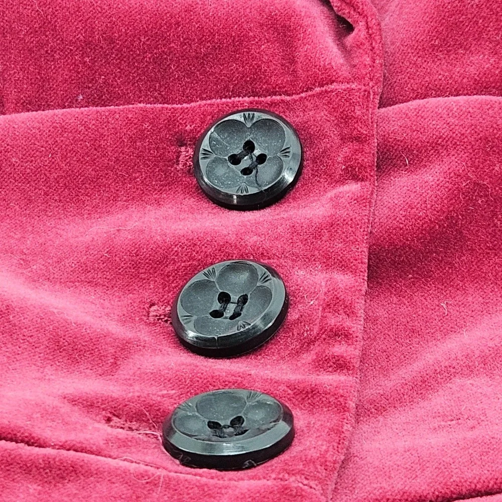 VIntage Liz Claiborne Womens Velvet Blazer Jacket‎ Burgundy Button Front Size 12